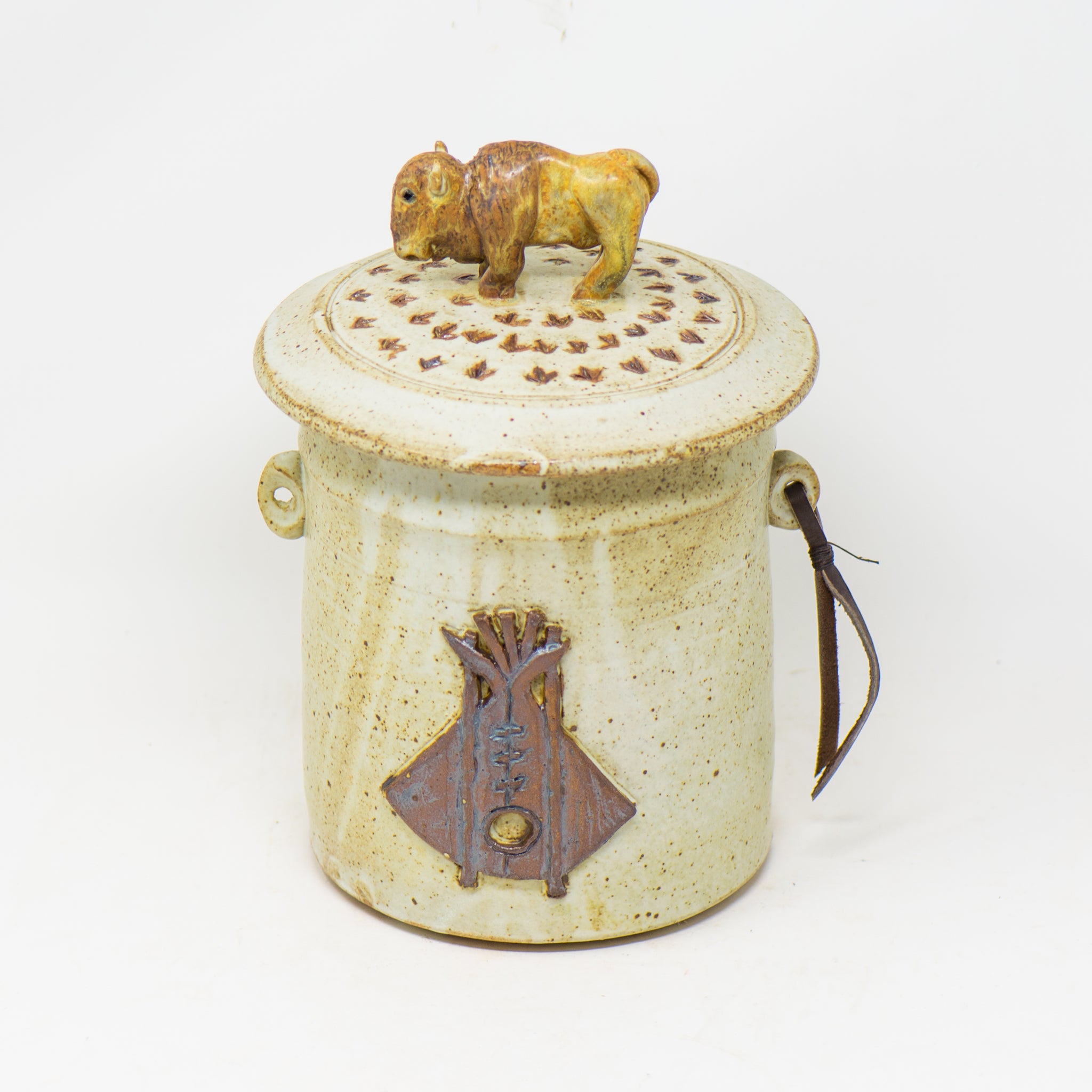 Lidded Buffalo Crock