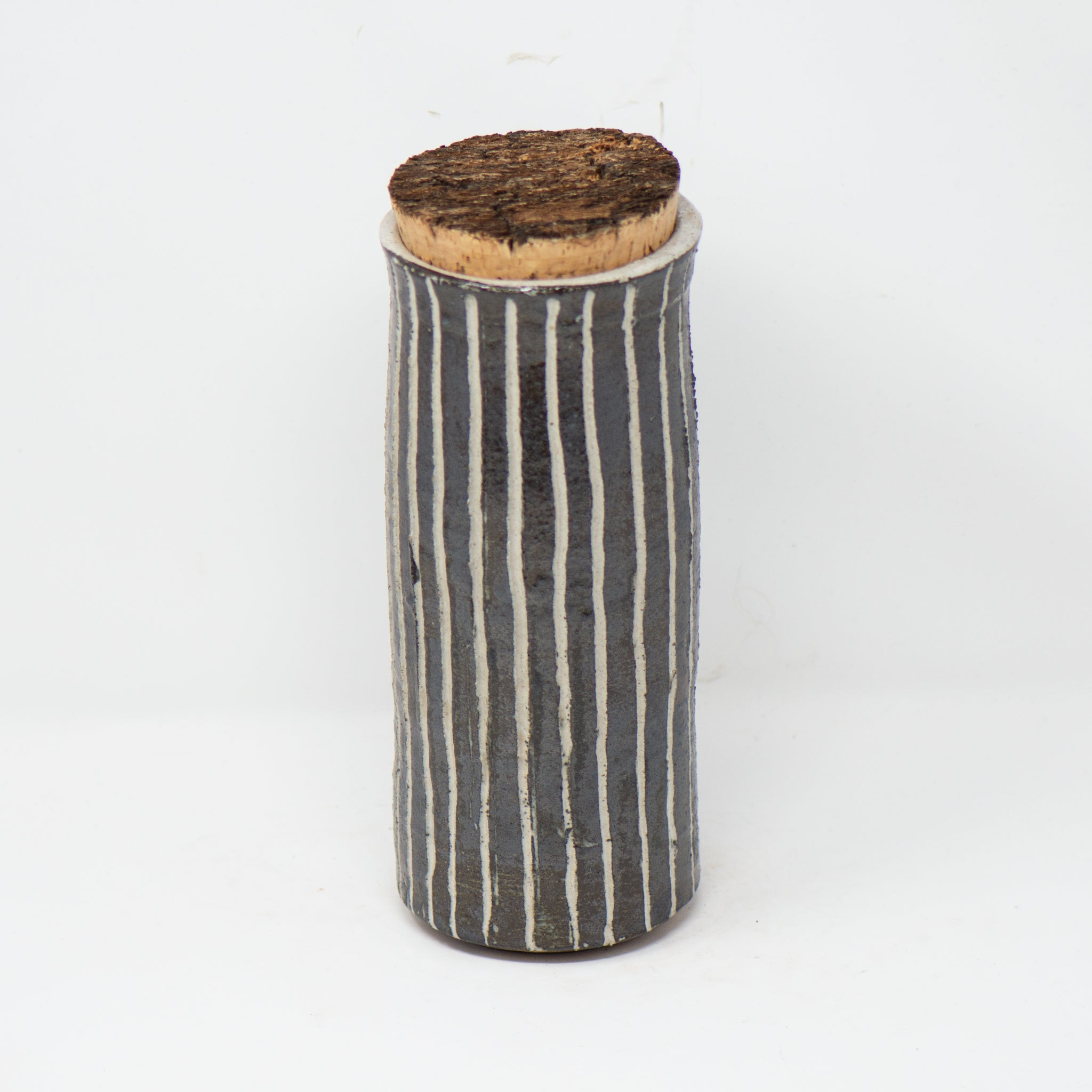 Tall Umber Indigo Corked Jar