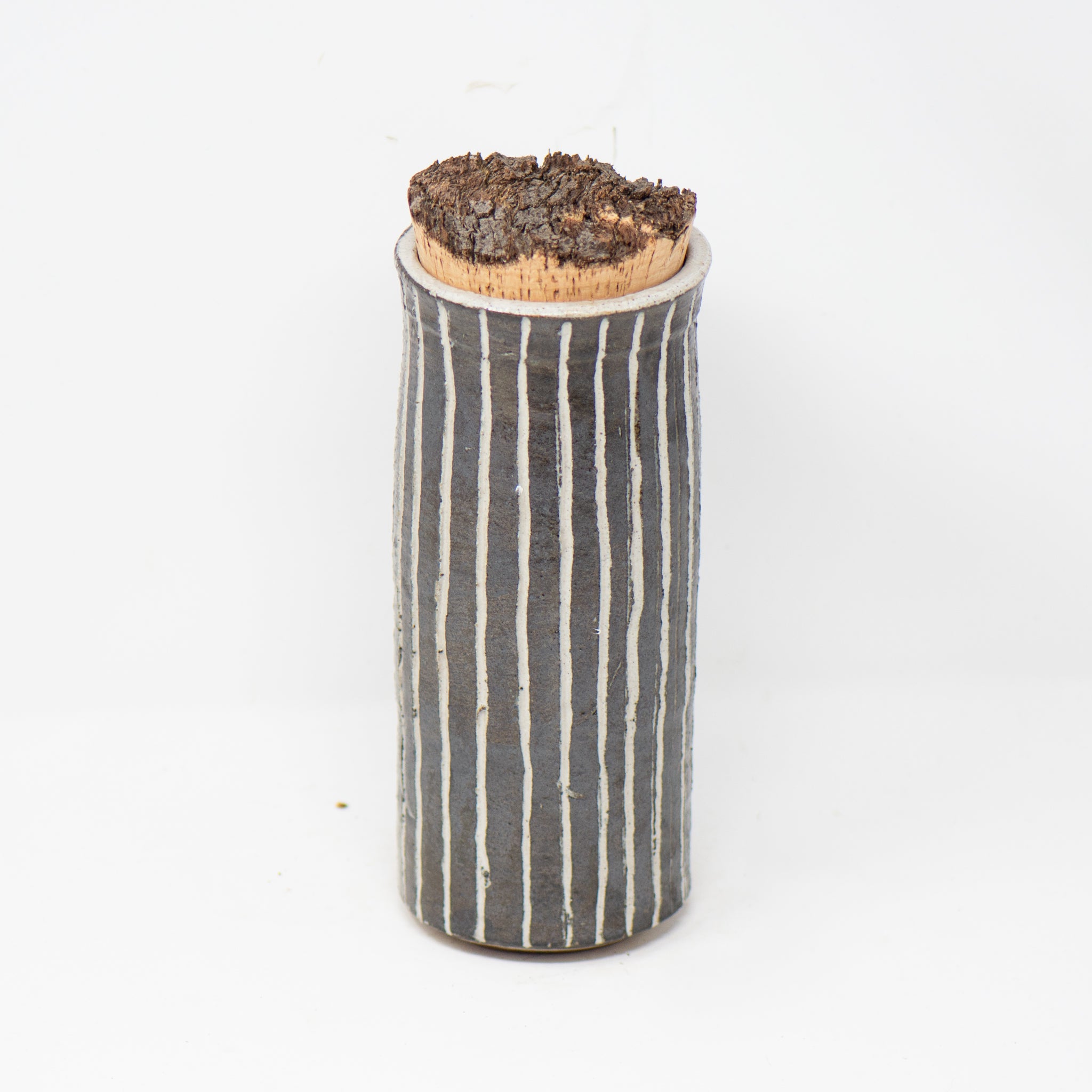 Tall Umber Indigo Corked Jar