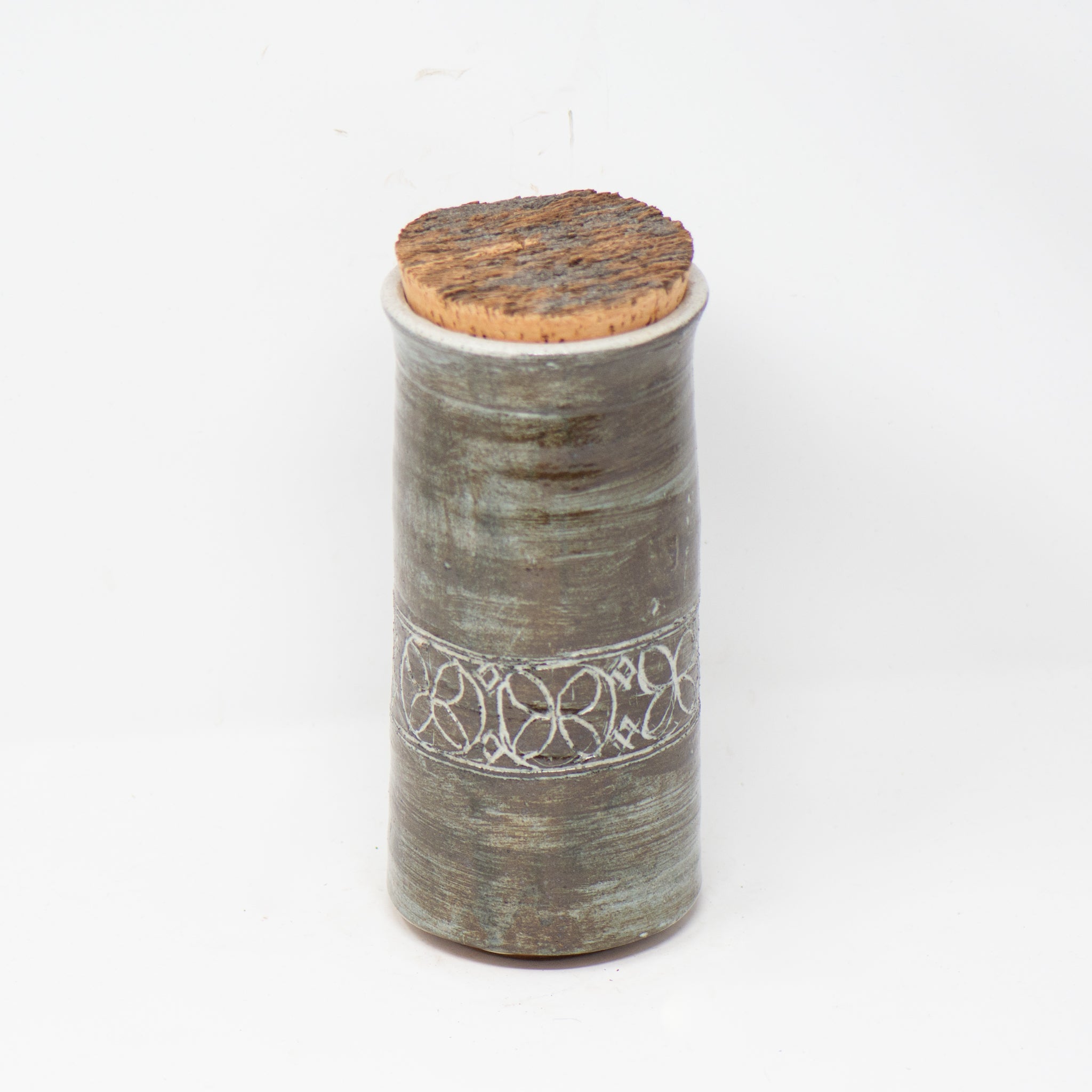 Tall Umber Indigo Corked Jar