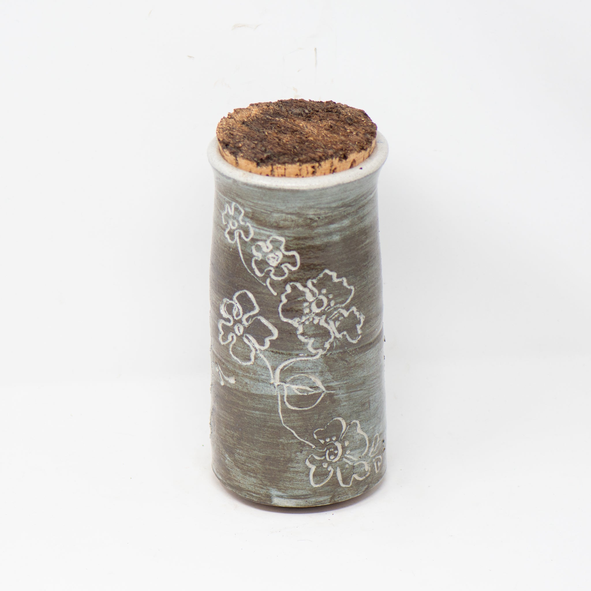 Tall Umber Indigo Corked Jar
