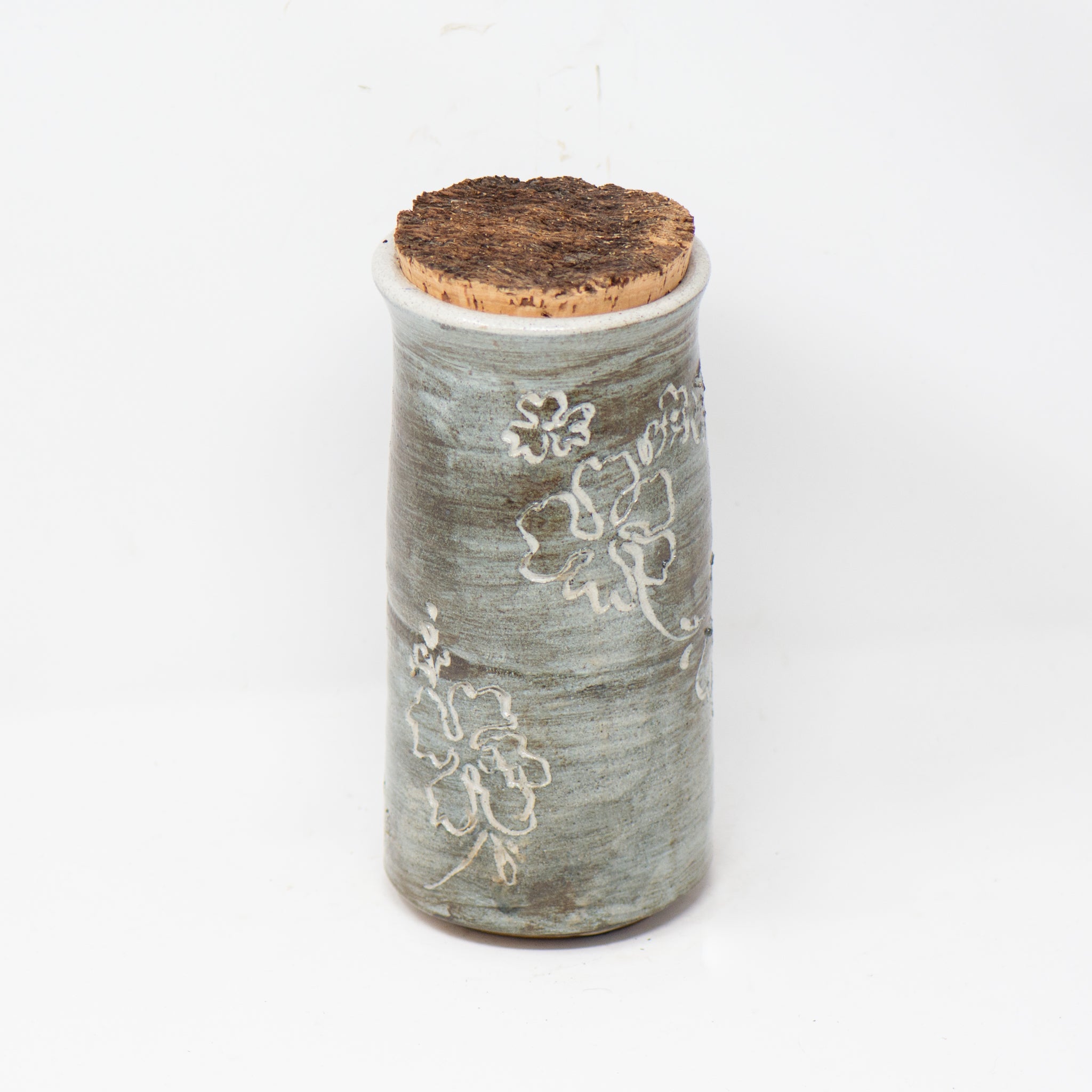 Tall Umber Indigo Corked Jar