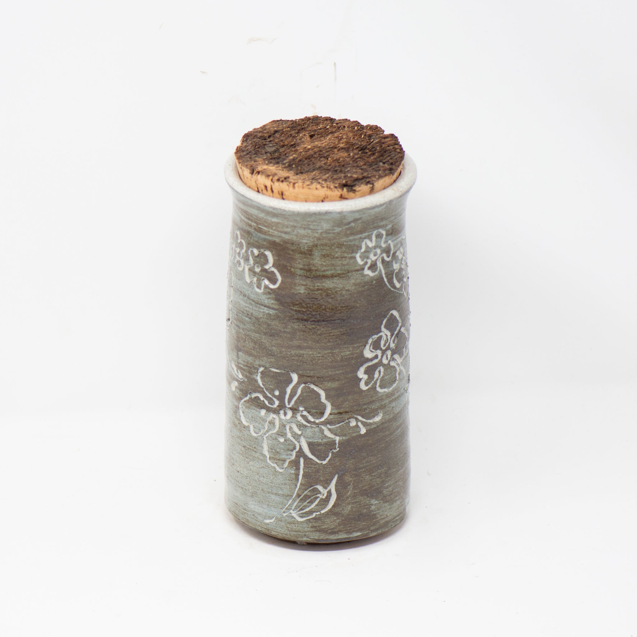 Tall Umber Indigo Corked Jar