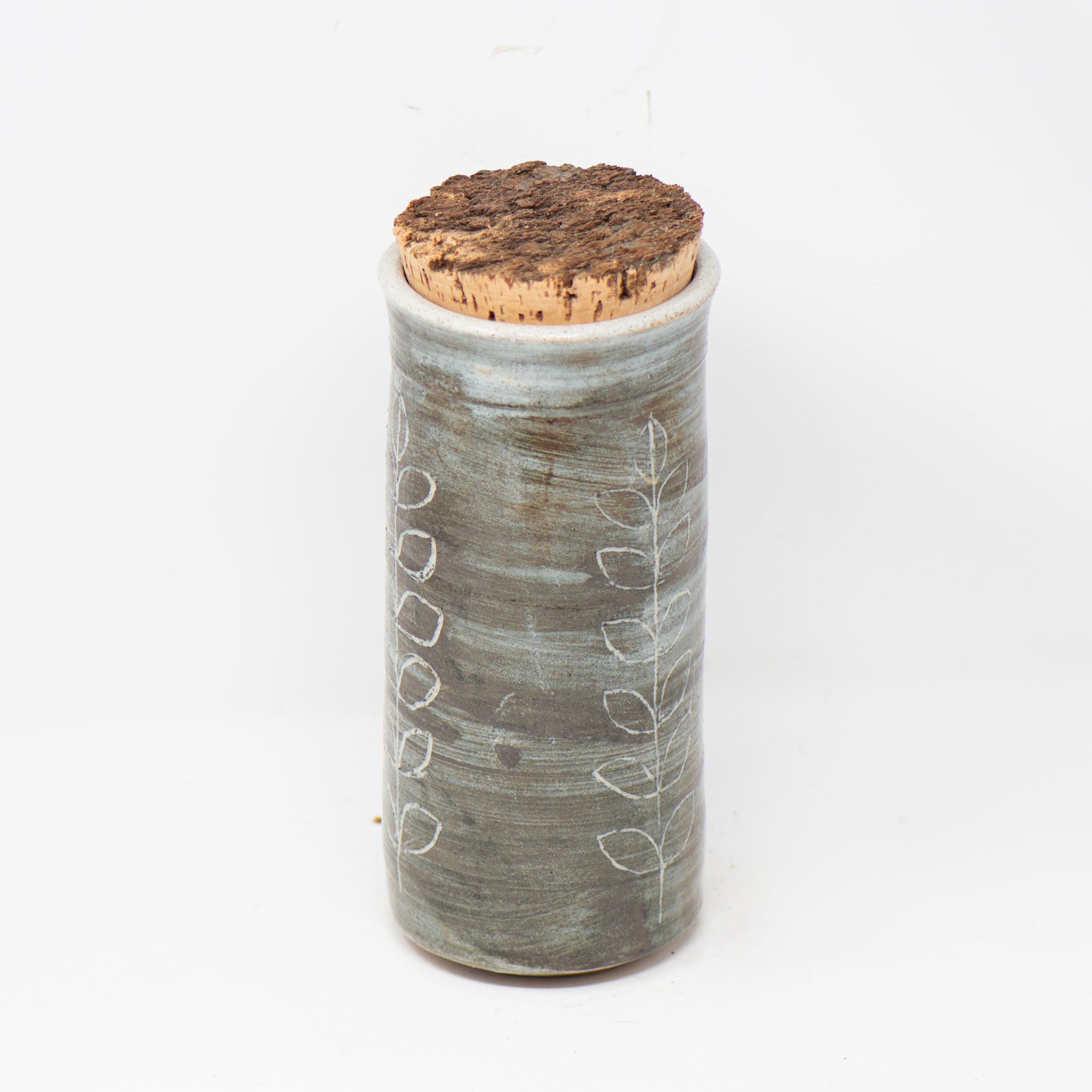 Tall Umber Indigo Corked Jar