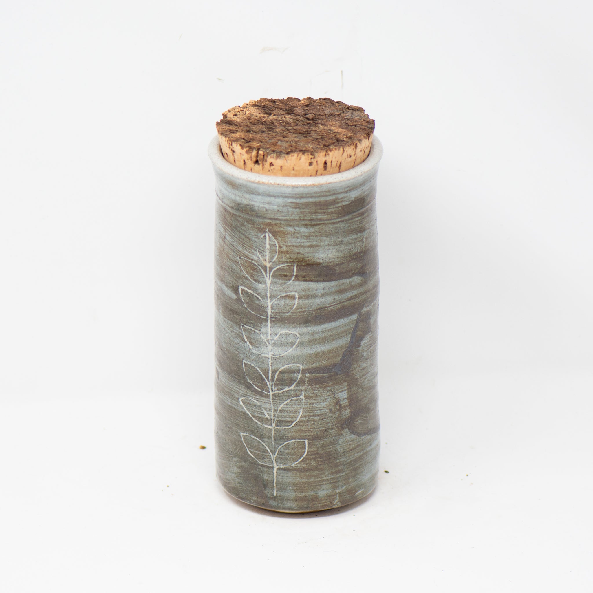 Tall Umber Indigo Corked Jar