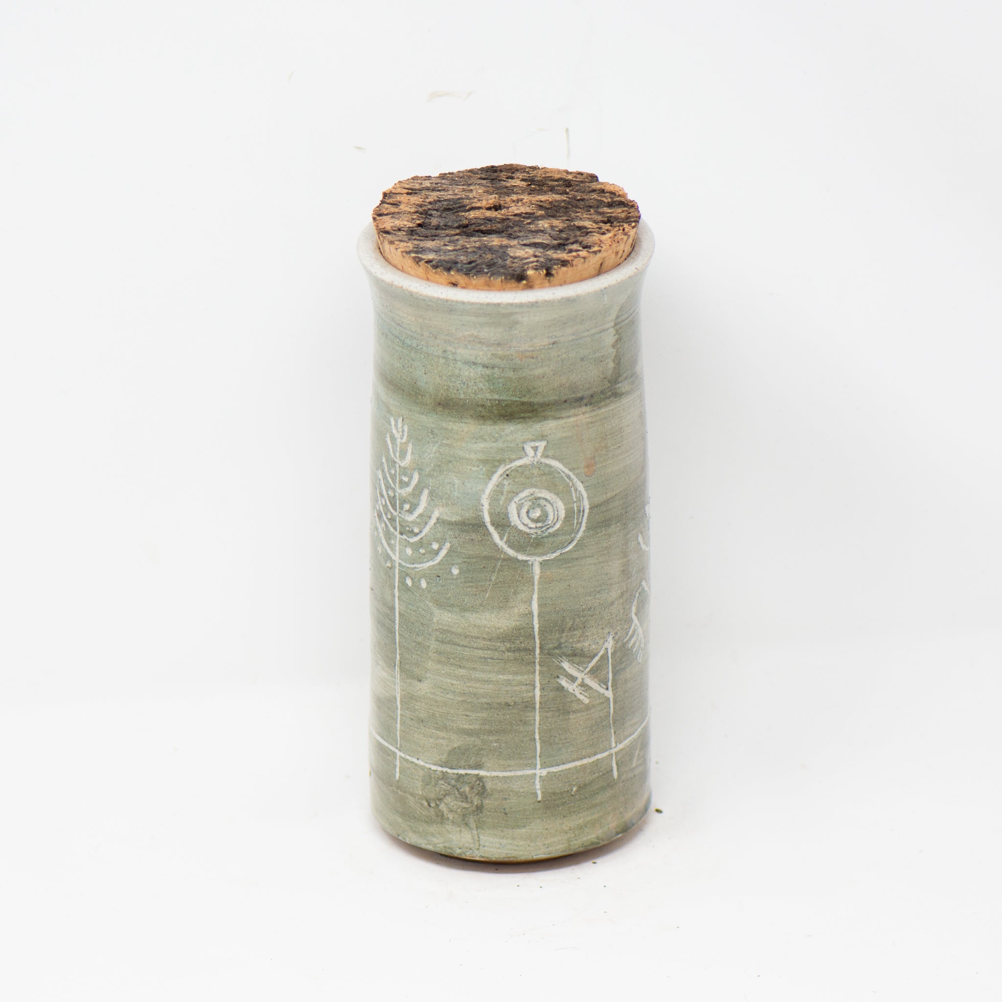 Tall Umber Indigo Corked Jar