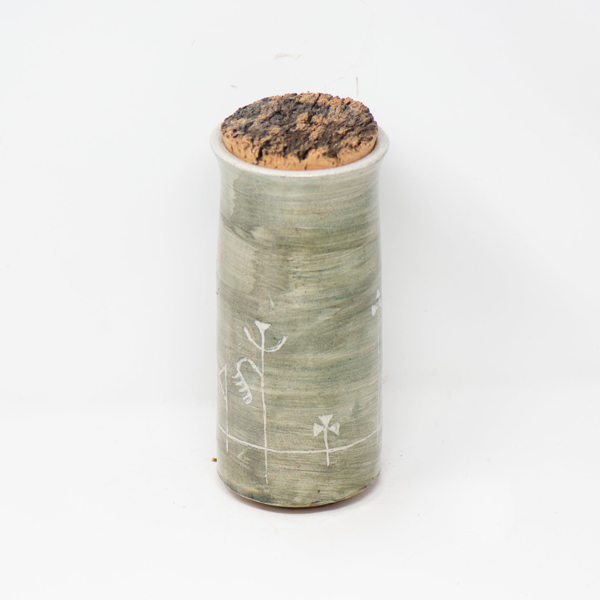 Tall Umber Indigo Corked Jar