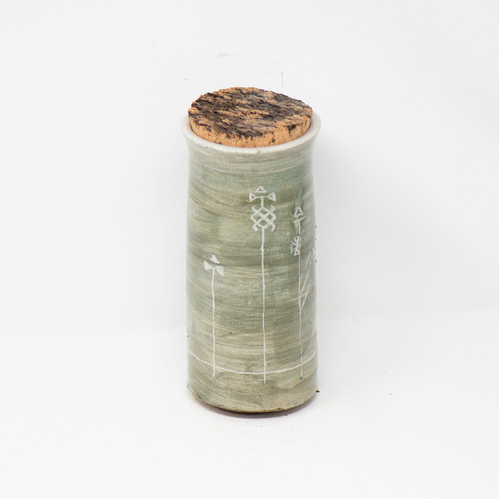 Tall Umber Indigo Corked Jar