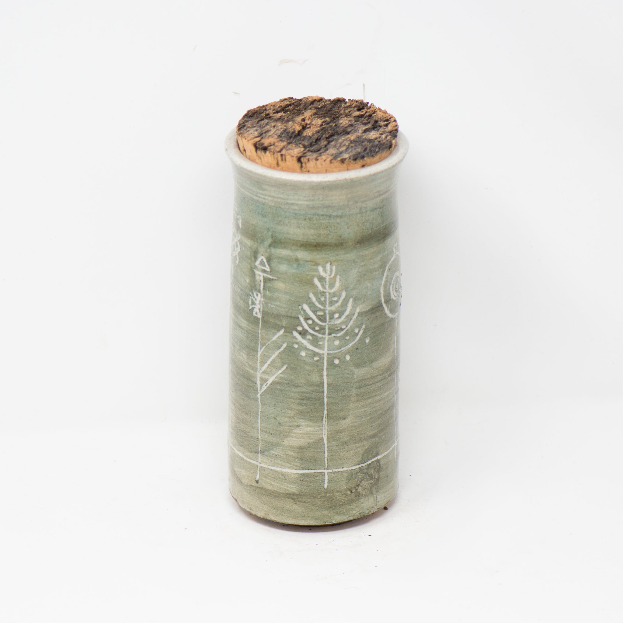 Tall Umber Indigo Corked Jar