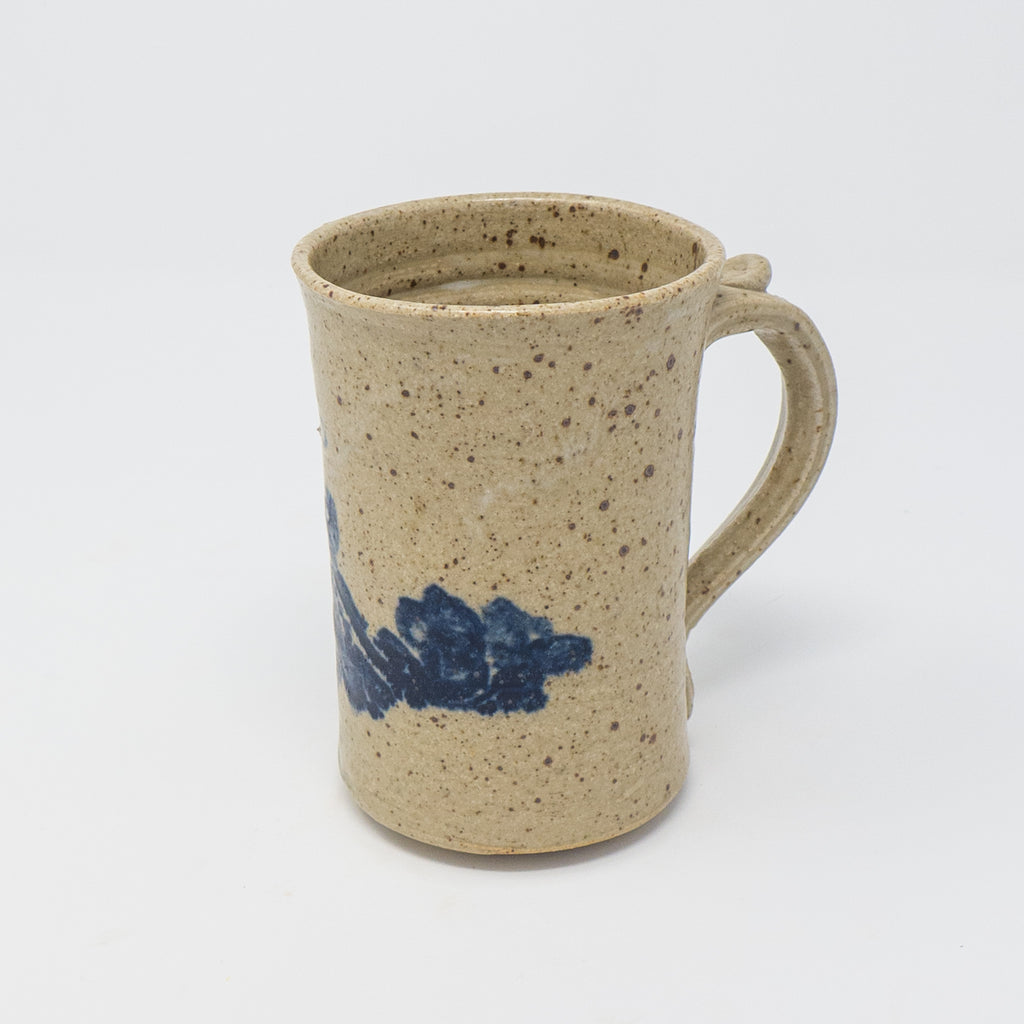 Tokheim Stoneware Rosemaled Mug in Oatmeal with True Blue Rosemaling  Edit alt text